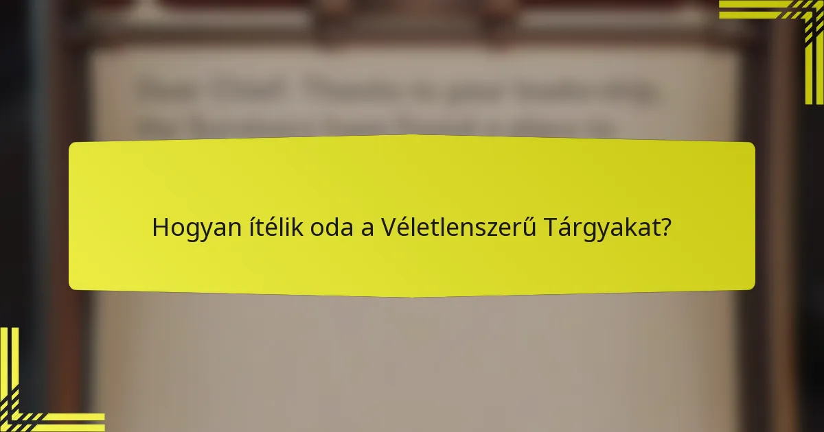 Hogyan ítélik oda a Véletlenszerű Tárgyakat?