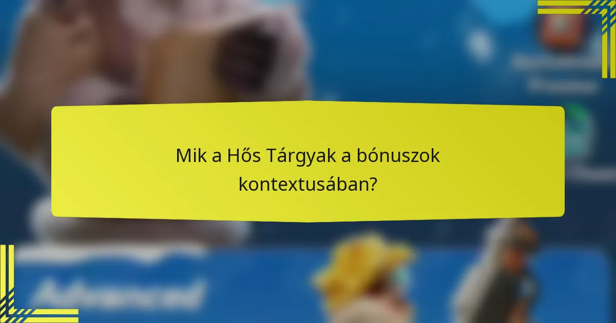 Mik a Hős Tárgyak a bónuszok kontextusában?