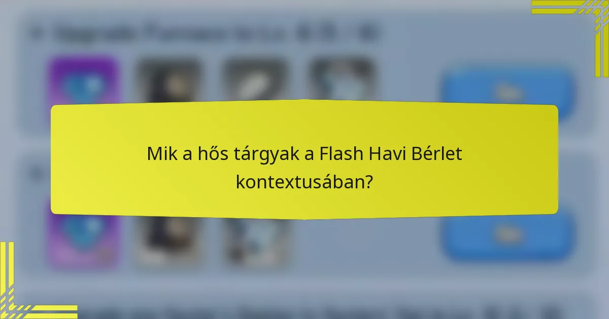 Mik a hős tárgyak a Flash Havi Bérlet kontextusában?